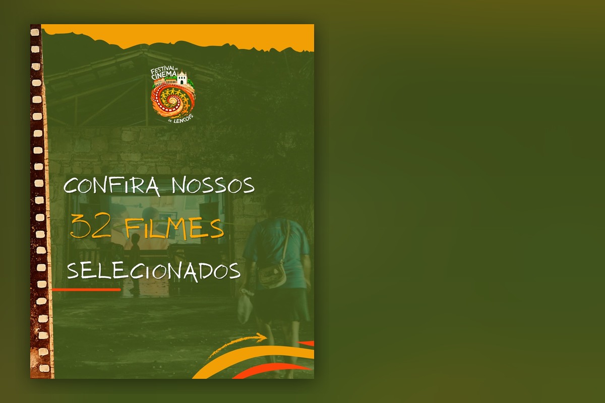 Arte do Festival de Cinema de Lençóis anunciando 32 filmes selecionados